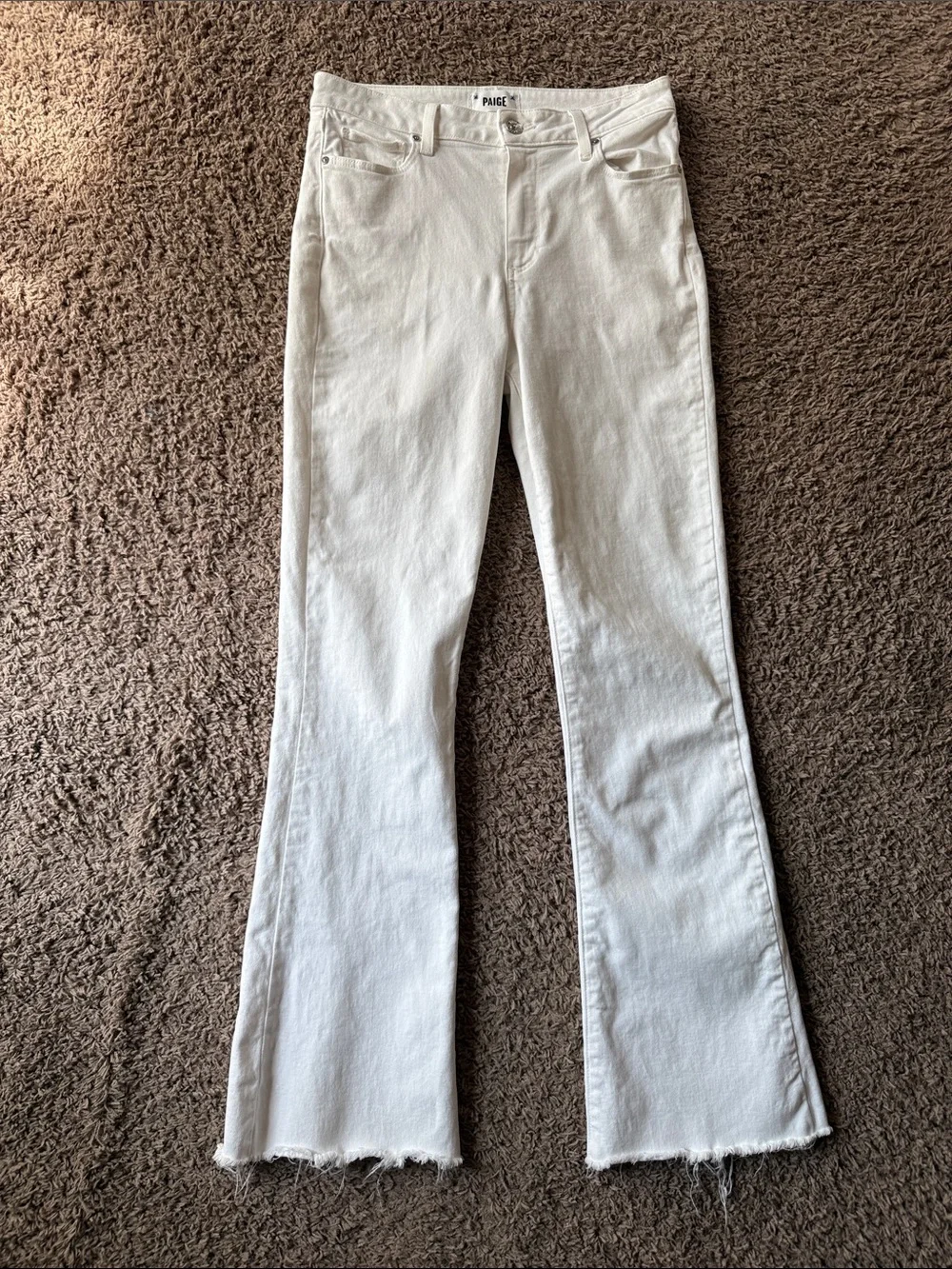 Paige High Rise Laurel Canyon Bootcut Crisp White Jeans Waist 28 - Picture 7 of 14